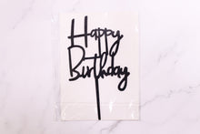 Load image into Gallery viewer, Black Happy Birthday Cake Topper

