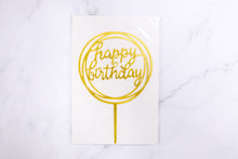 Load image into Gallery viewer, Gold (Round) Happy Birthday Cake Topper
