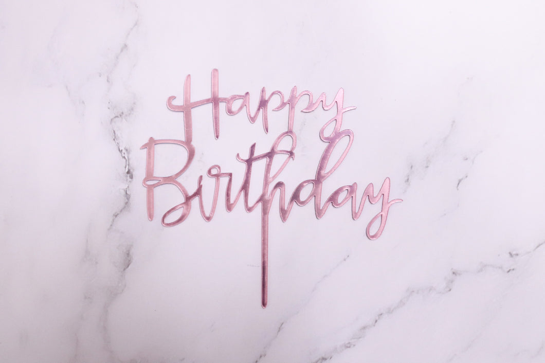 Pink Happy Birthday Cake Topper