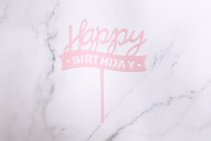 Pastel Pink Happy Birthday Cake Topper